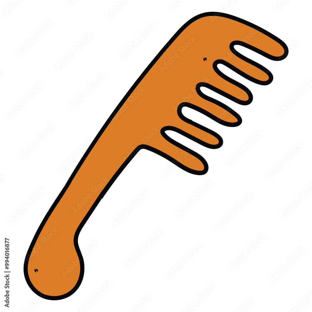 Hand drawn cartoon wooden comb on a white background. Hand drawn cartoon wooden comb on a white background.