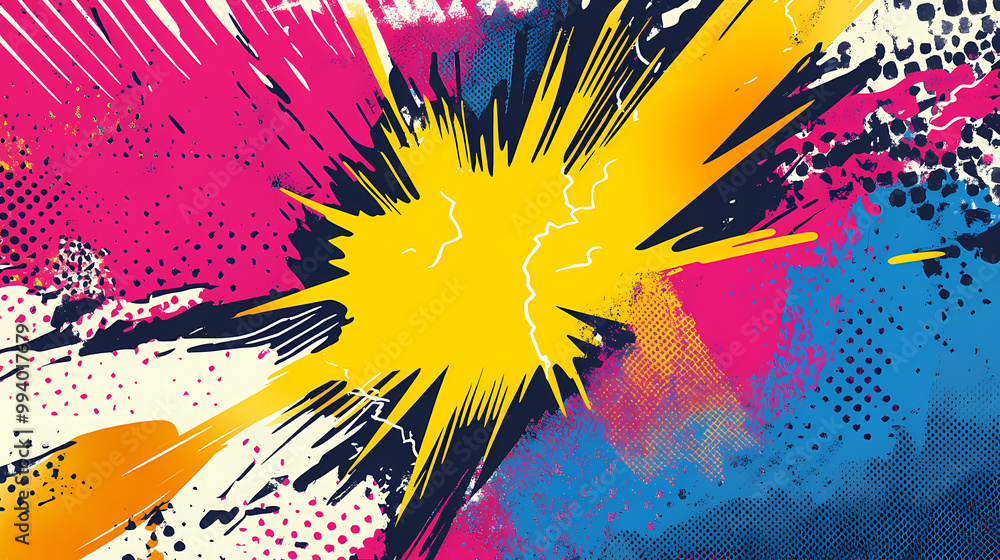 With a halftone frame and lightning, the background of a colorful comic cartoon is contrasted. Narrative Illustration. Illustration With a halftone frame and lightning, the background of a colorful comic cartoon is contrasted. Narrative Illustration. Illustration