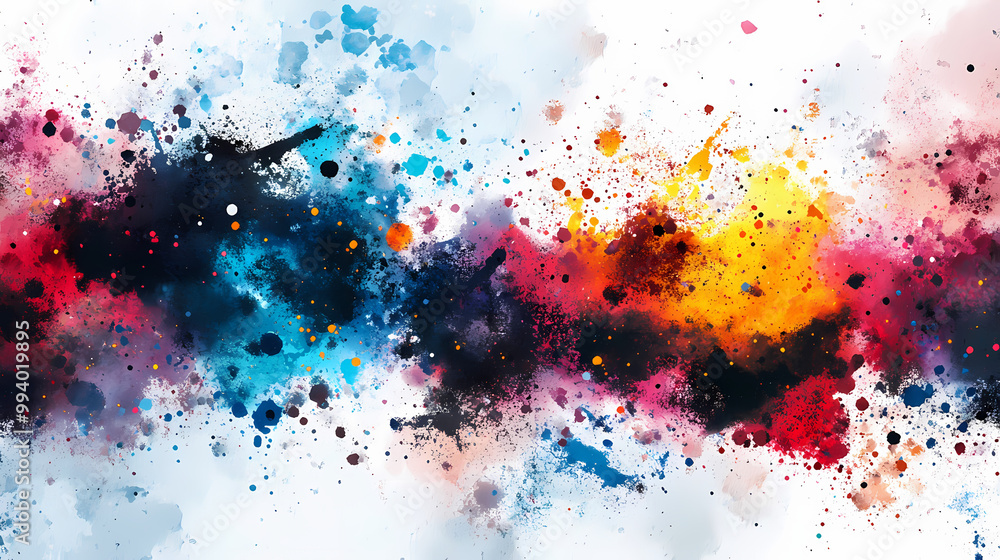 Fototapeta premium Vibrant mosaic of splashes and spots in a dynamic watercolor composition. Dynamic Composition. Illustration