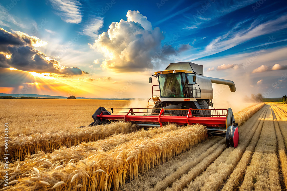 Fototapeta premium combine harvester working on a field