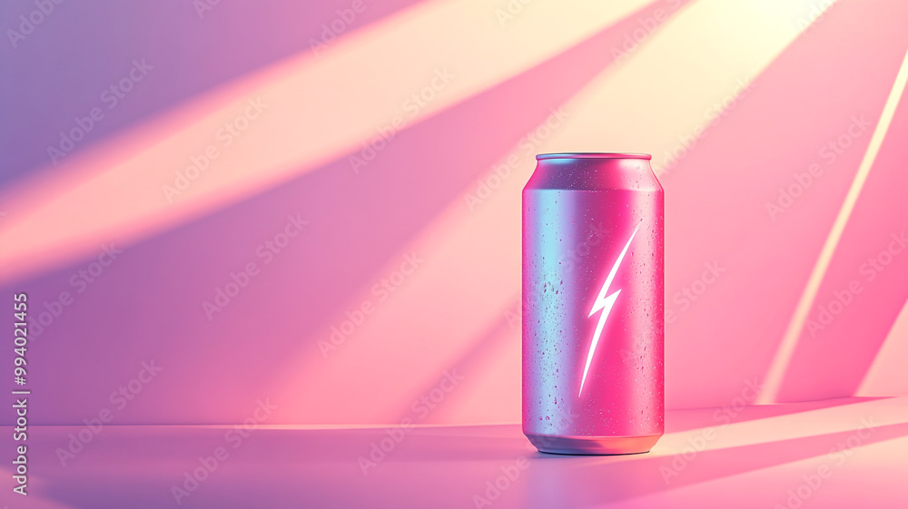 A vibrant pink beverage can illuminated by soft sunlight in a studio setting creates a striking visual contrast A vibrant pink beverage can illuminated by soft sunlight in a studio setting creates a striking visual contrast