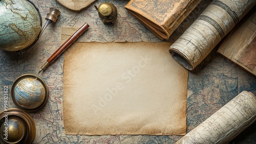 Wallpaper Mural A vector background with a history theme, featuring ancient scrolls, books, maps, and historical artifacts, ideal for teachers and students Torontodigital.ca