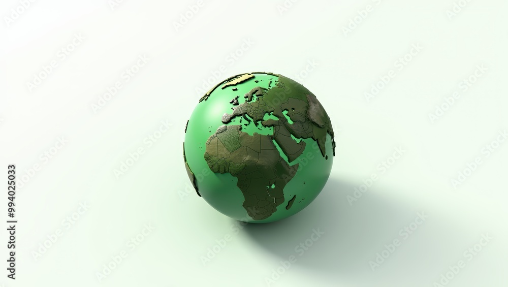 Fototapeta premium Green Earth Globe on White Background