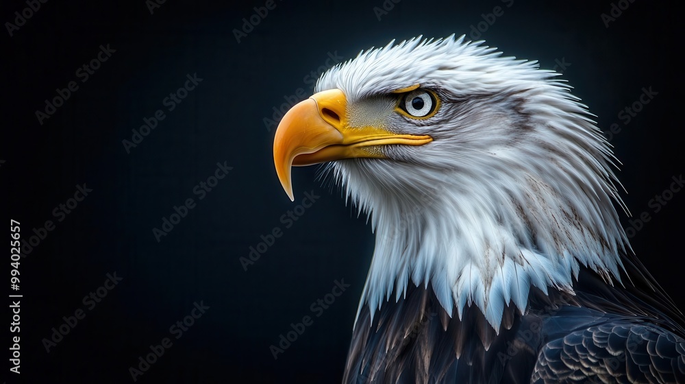 majestic bald eagle profile with american flag feather pattern patriotic theme sharp detail dramatic lighting symbol of freedom majestic bald eagle profile with american flag feather pattern patriotic theme sharp detail dramatic lighting symbol of freedom