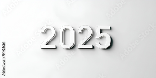 Simple White 2025 Numerals on Grey Background