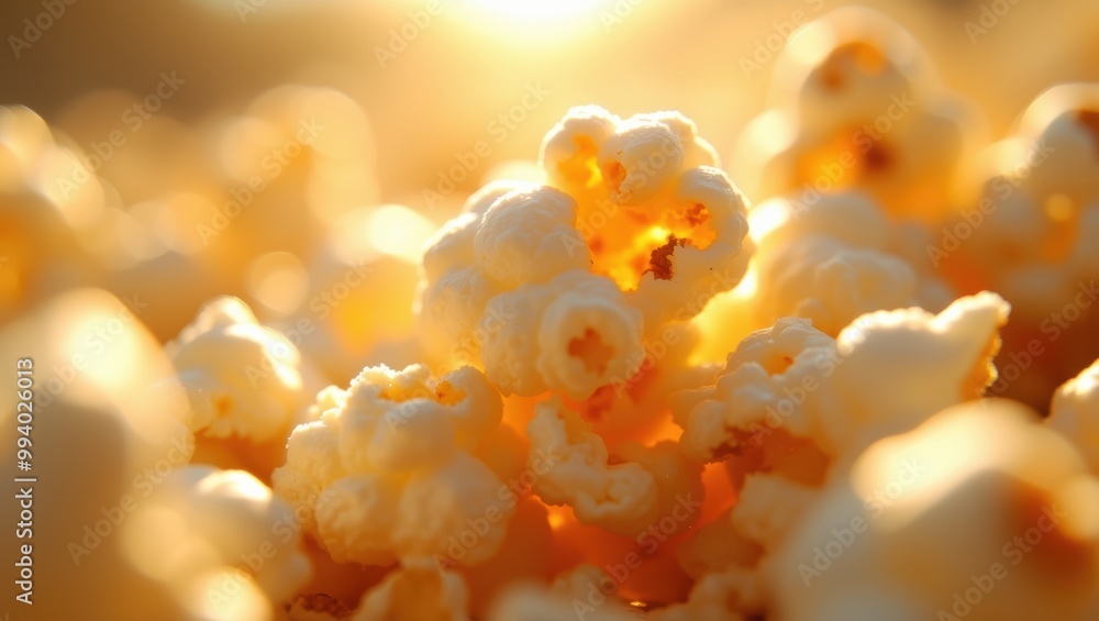 Close Up of Popcorn with Golden Sunlight