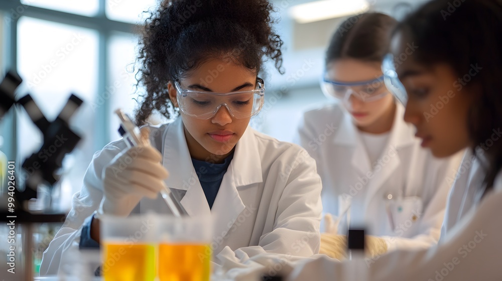 Young Woman Scientist Working in a Lab with Pipette and Test Tubes Young Woman Scientist Working in a Lab with Pipette and Test Tubes
