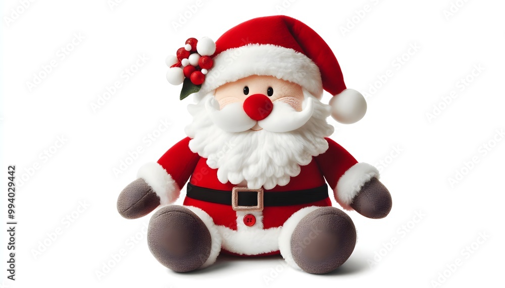cute santa claus plush toy character isolated on white cute santa claus plush toy character isolated on white