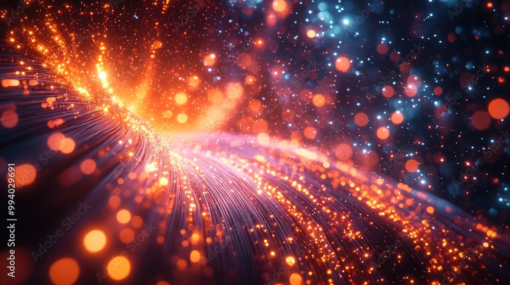 Close-Up of Optical Fiber with Glowing Lights Ideal for Technology and Innovation Topics Close-Up of Optical Fiber with Glowing Lights Ideal for Technology and Innovation Topics