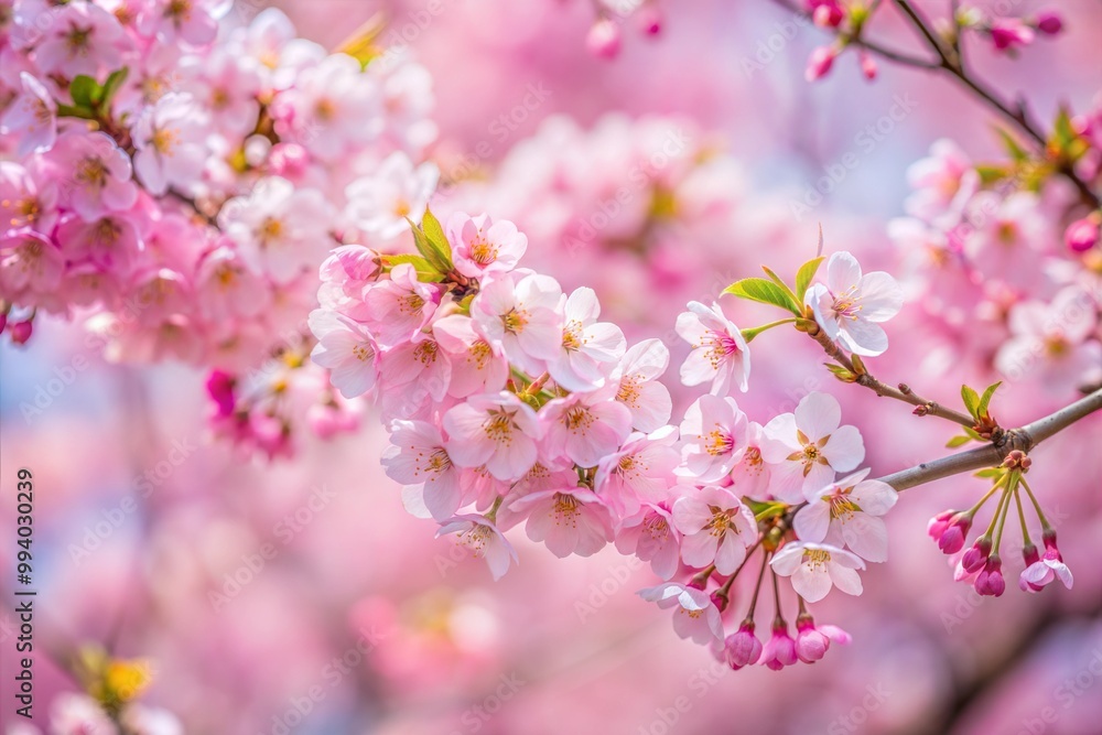 Close-up of delicate pink cherry blossom branch in spring Close-up of delicate pink cherry blossom branch in spring