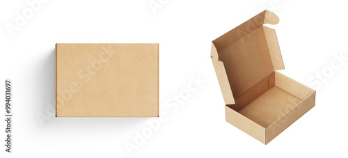 Obraz na płótnie empty Brown Paper mailing box Cardboard box isolated on white background w salonie
