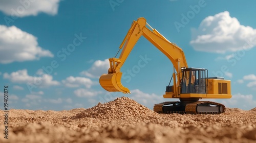 Wallpaper Mural Excavator working on a construction site under a clear blue sky. Torontodigital.ca