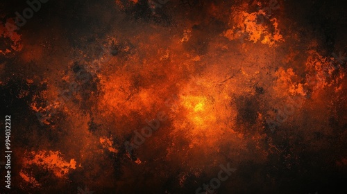 Fototapeta Naklejka Na Ścianę i Meble -  Dark orange and black abstract background, spooky and eerie tones, perfect for Halloween-themed designs.