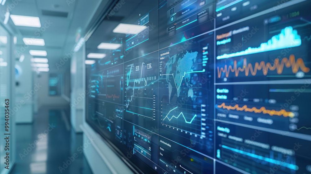 A digital dashboard showing healthcare investments, tracking the financial growth of medical devices, biotech, and healthcare infrastructure. A digital dashboard showing healthcare investments, tracking the financial growth of medical devices, biotech, and healthcare infrastructure.