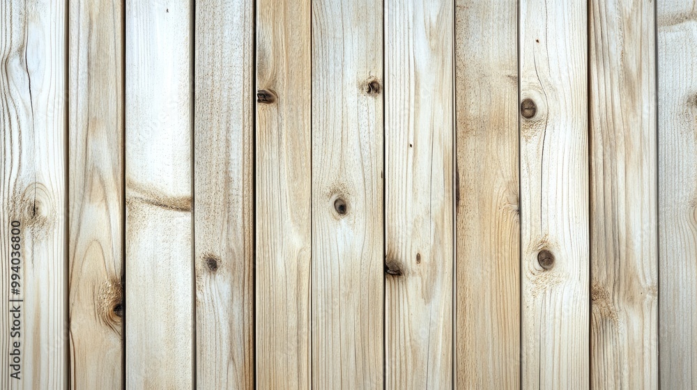 Fototapeta premium Detailed view of light wood planks, showing natural grain patterns and texture, ideal for construction or home decor concepts.