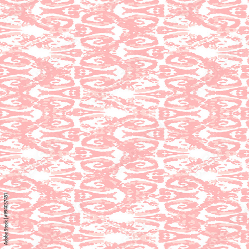 Ethnic Vector Pattern. Bohemian Peacock Print. Abstract Modern Batik. Crimson Red Vintage Ornament. Rhombus Watercolor Background. Geometric Ikat Seamless Design. Fashion Retro Art.