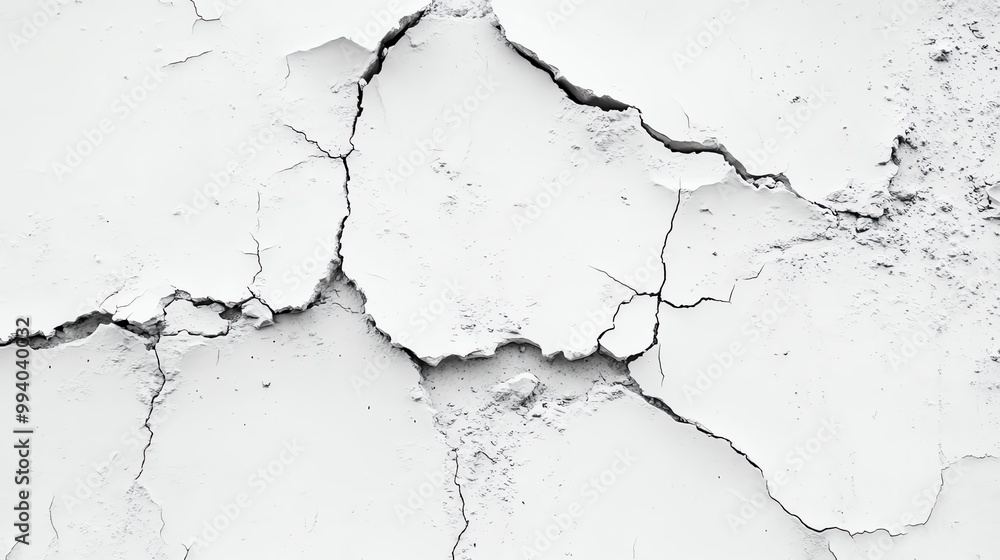 A close-up of cracked white paint on a wall, showcasing the unique texture and patterns created by wear and age. A close-up of cracked white paint on a wall, showcasing the unique texture and patterns created by wear and age.