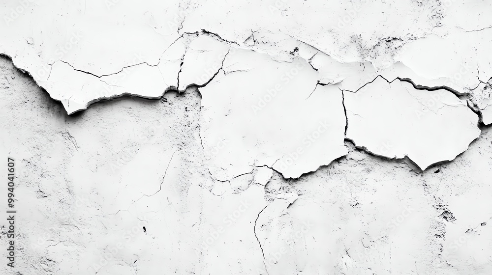 Close-up of cracked white plaster wall, showcasing texture and weathering, ideal for backgrounds and design projects. Close-up of cracked white plaster wall, showcasing texture and weathering, ideal for backgrounds and design projects.