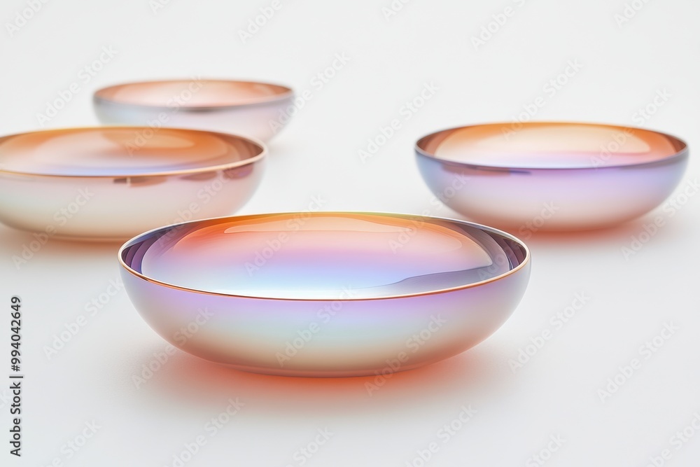 Colorful glass bowls on white background Colorful glass bowls on white background