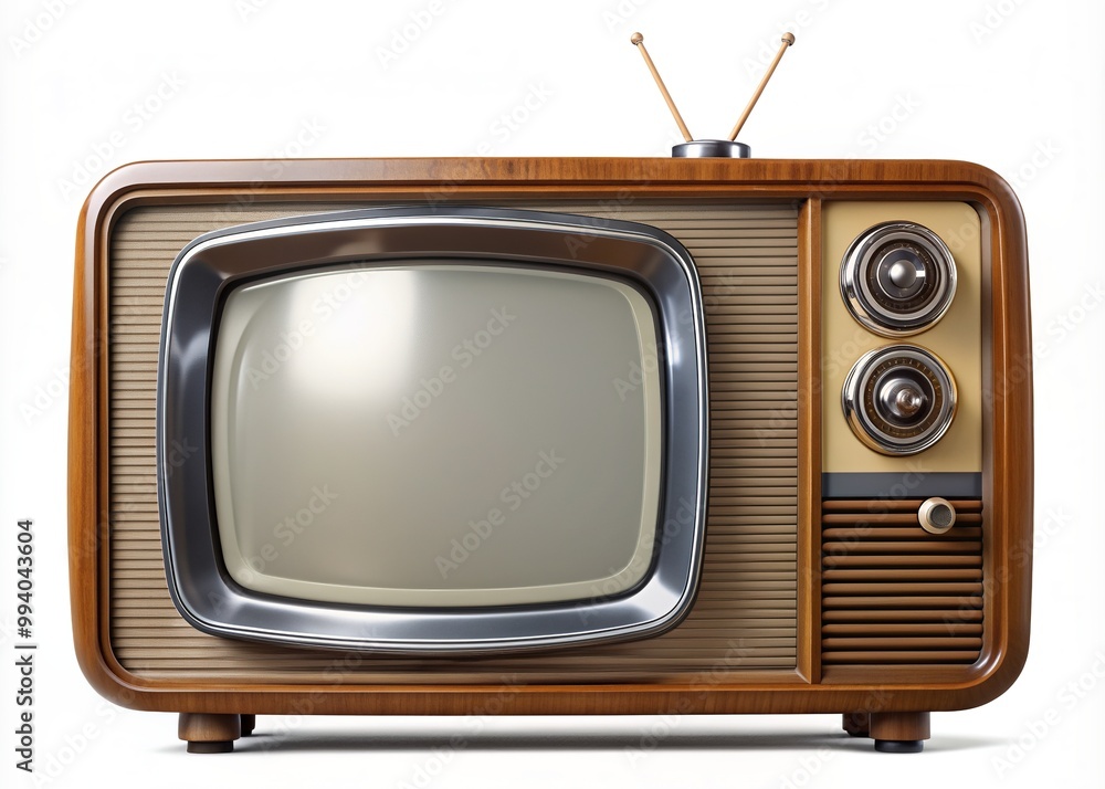 Retro Rectangle Tv Retro vintage television set with rounded corners and antenna on top ...