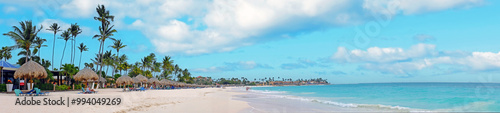 Panorama on Palm Beach on Aruba island in the Caribbean Sea