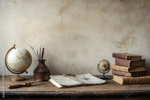 Wallpaper Mural A vector background with a history theme, featuring ancient scrolls, books, maps, and historical artifacts, ideal for teachers and students Torontodigital.ca