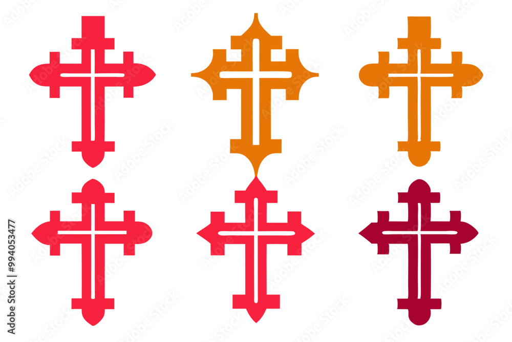 Obraz premium Religion cross icon. line and glyph version, outline, and filled vector sign. Holy cross linear and full pictogram. Symbol, logo illustration. Different style icons set