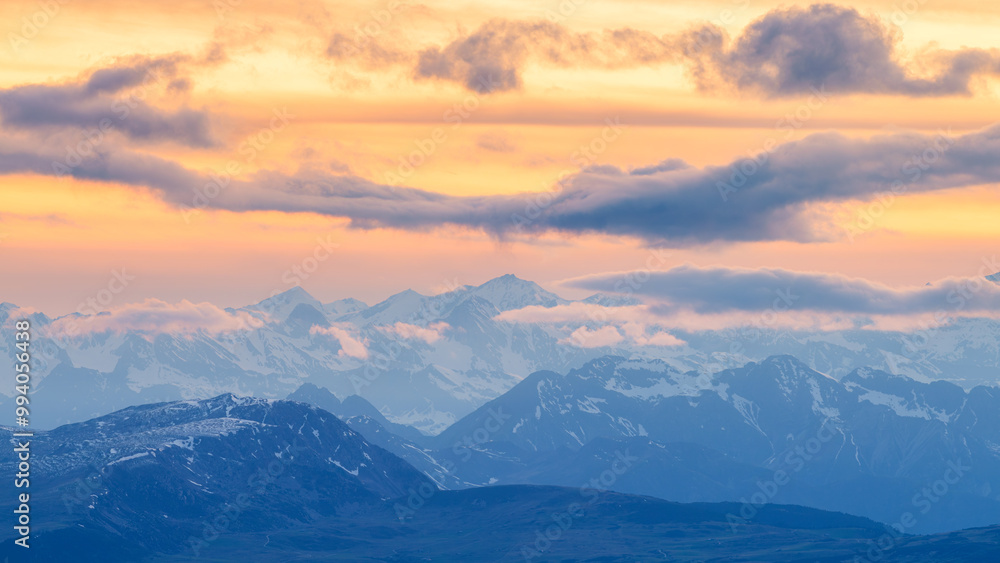 Italian Alps peaks glowing at sunset Italian Alps peaks glowing at sunset