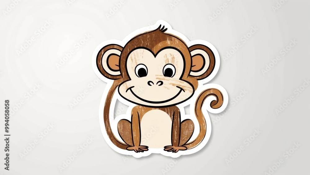 A cheerful cartoon monkey sticker A cheerful cartoon monkey sticker