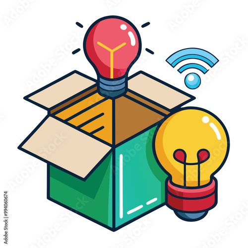 Box and light bulb vector