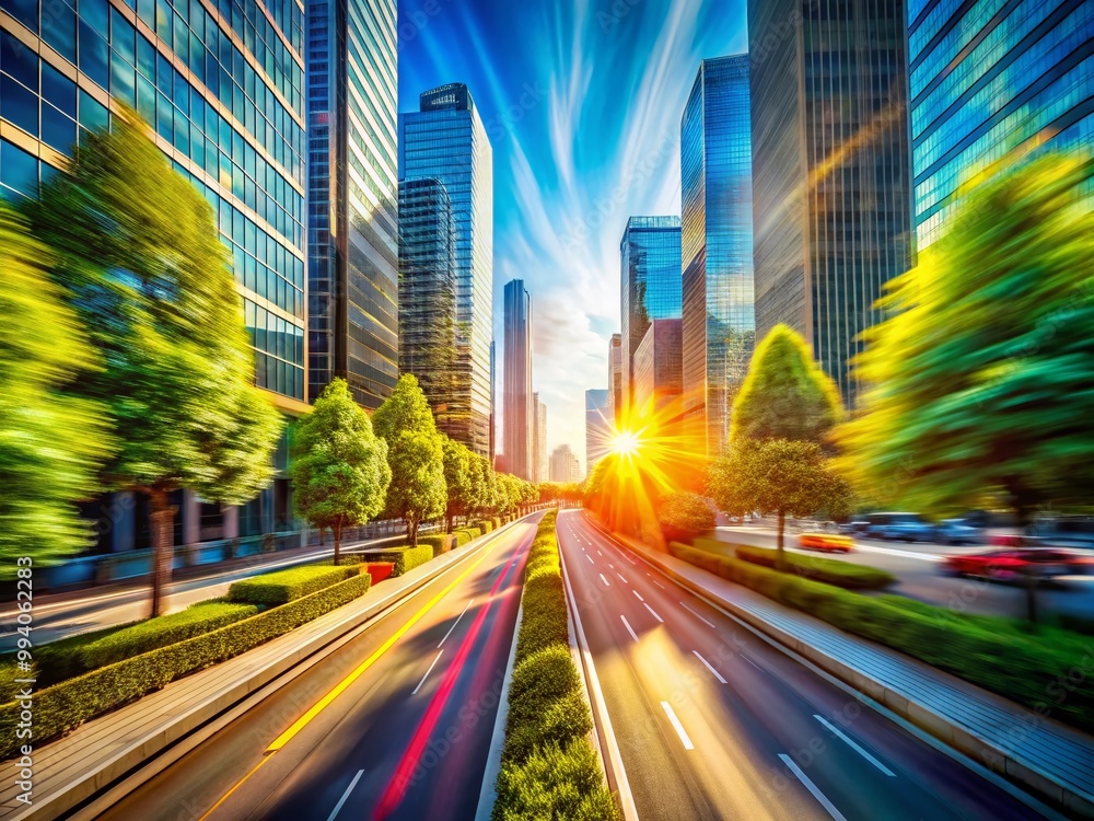Fototapeta premium Dynamic Motion Blur in a Business Environment Representing Speed, Efficiency, and Innovation Concept