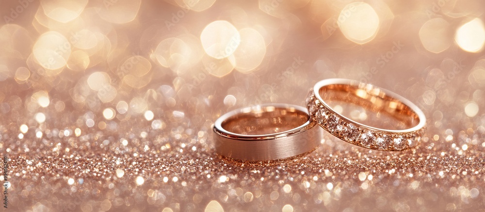 Wedding Rings on Glitter Background Wedding Rings on Glitter Background