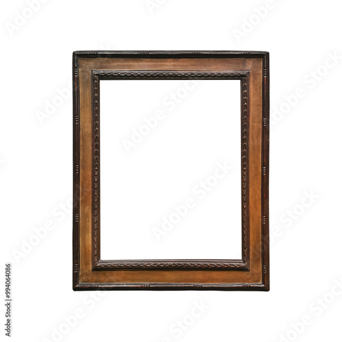 Carved wooden frame decorative brown wood isolated empty blank framework