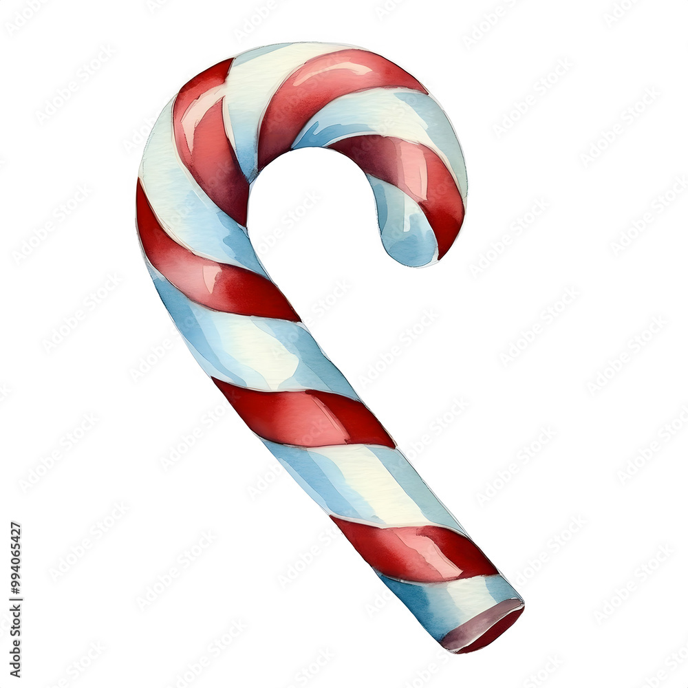 Obraz premium Christmas-red color themed watercolor cute clipart hand drawing Candy Canes – Twisted in red and white stripes
