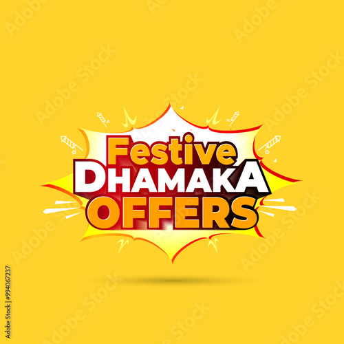 Festive dhamaka offers, sale, shopping, concept theme, logo for Diwali navratri festival.