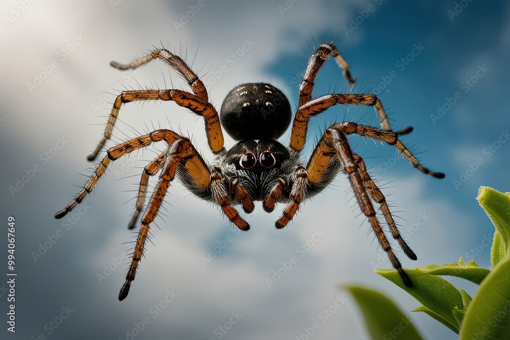 Fototapeta premium Elegant Botanical Spider on Clear Background