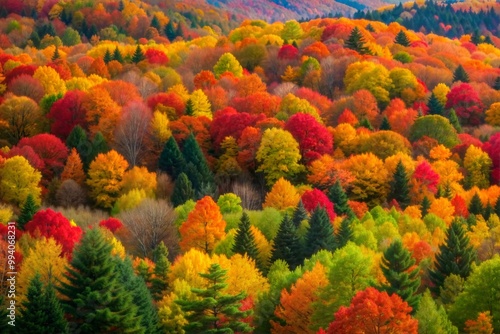 Autumn forest with vibrant foliage