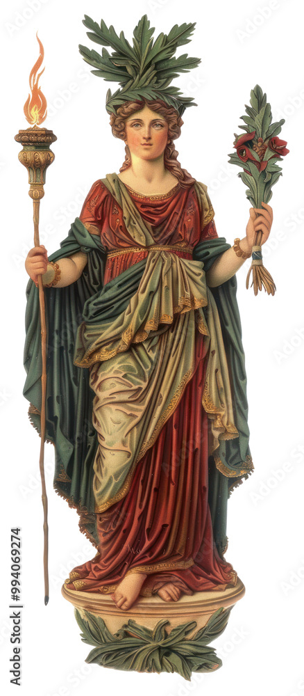 Naklejka premium PNG Goddess holding torch and laurel