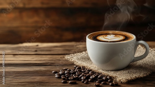 Aromatic Latte with Coffee Beans