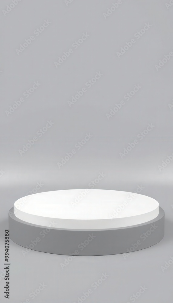 Circular platform for product display, isolated on grey background. Circular platform for product display, isolated on grey background.