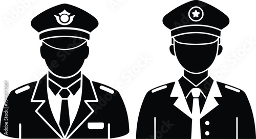 Set of a Traffic police silhouette vector art illustration design with no background, police and people silhouette