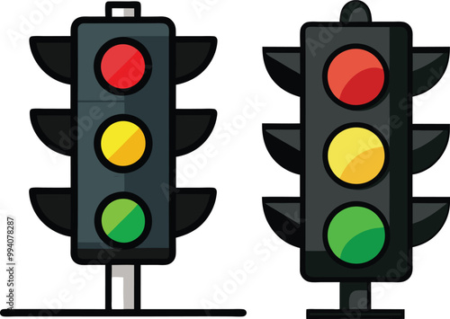 Colorful traffic light vector art graphic illustration design, traffic light silhouette vector art with no background.