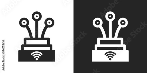 Fiber internet wifi sign black and white icon vector design