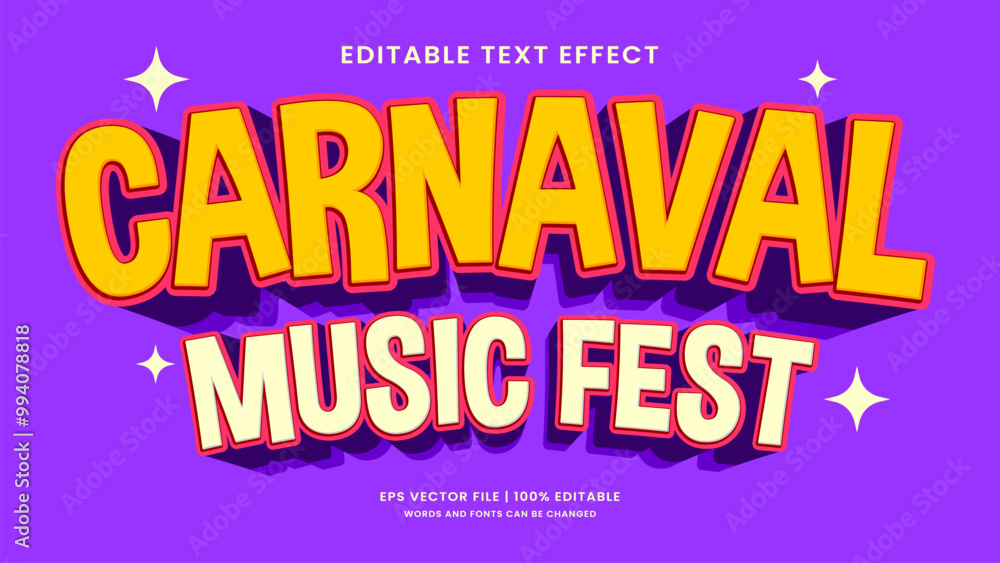 Obraz premium Carnaval music fest text effect. Retro vintage editable text effect style
