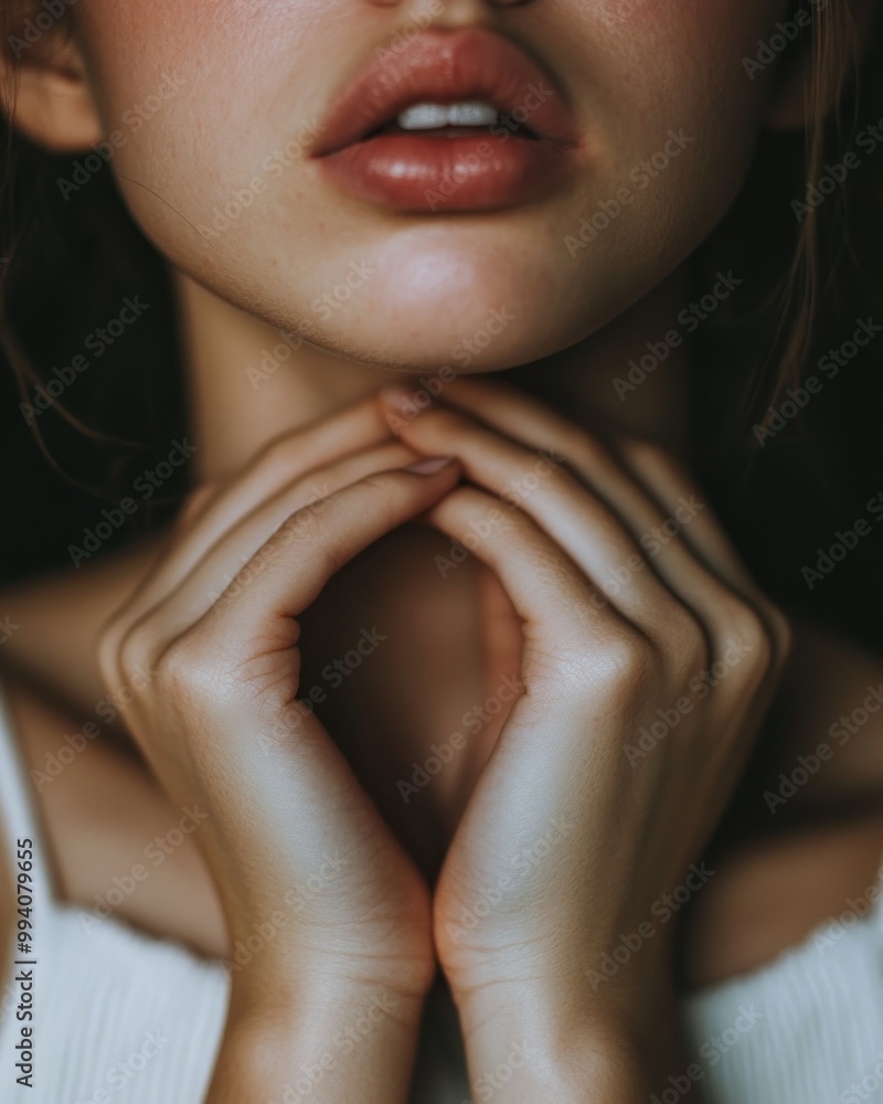 Woman holding her throat, reflects throat problems or discomfort in the throat. Woman holding her throat, reflects throat problems or discomfort in the throat.