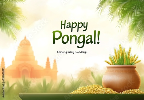 Happy Pongal Holiday of Tamil Nadu South India.illustration photo