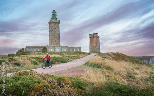 nice senior woman cycling w...