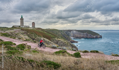 nice senior woman cycling w...