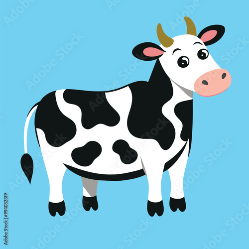 Adorable Cute Cow Cartoon Character Vector illustration