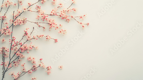 fondo elegante con ramas decorativas y flores pequeñas con espacio para copiar para invitacion o diseño